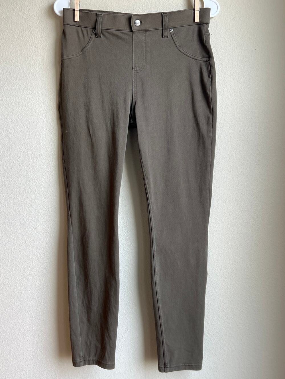 HUE Olive Green Cotton Blend Stretch Pull On Jegging Skinny Pants Medium